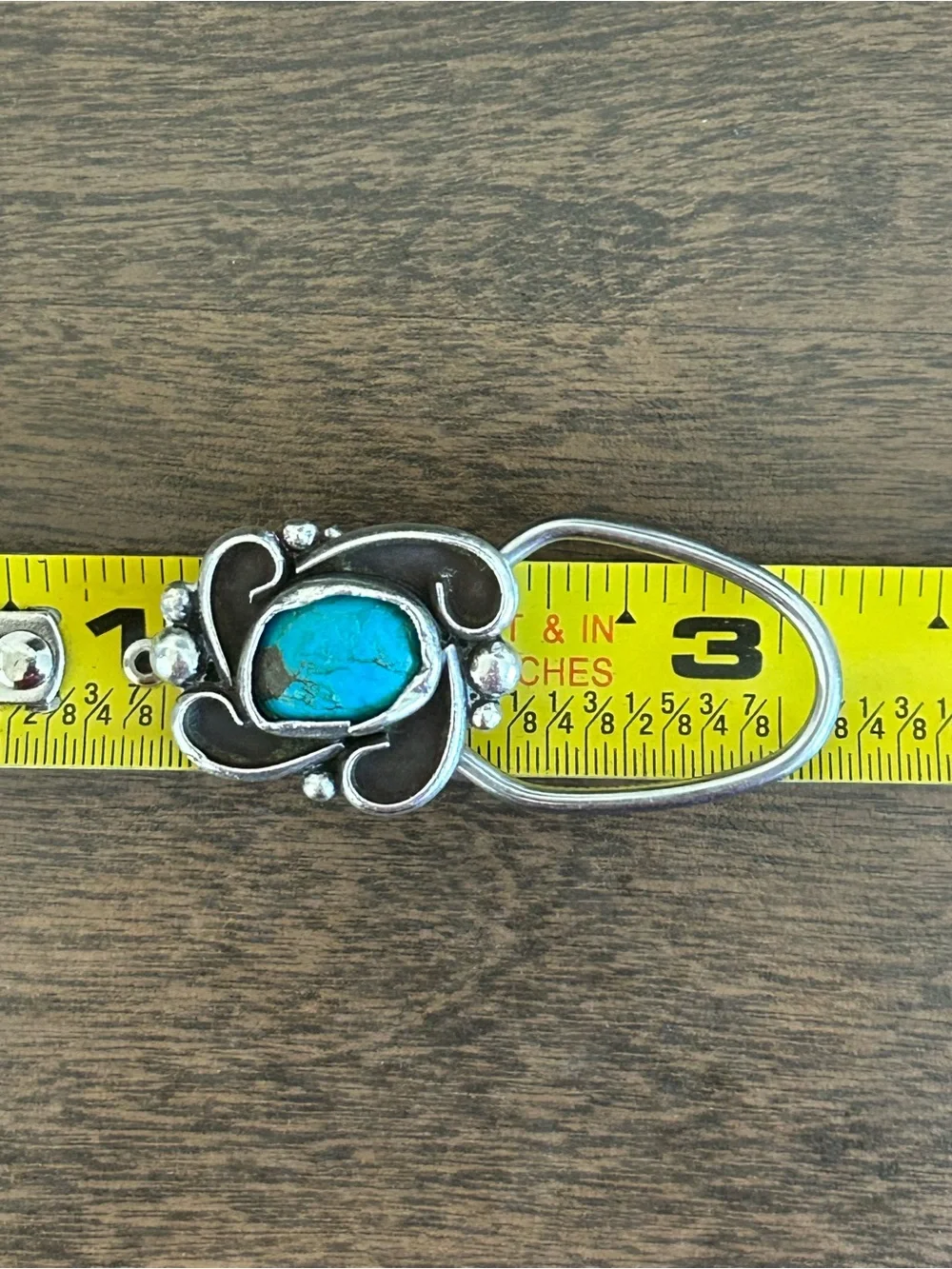 VINTAGE NATIVE AMERICAN SILVER & TURQUOISE STONE BENNETT PAT PEND C-31 KEYRING